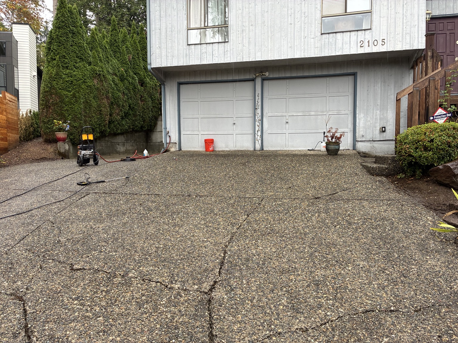 Driveway after commercial pressure washing