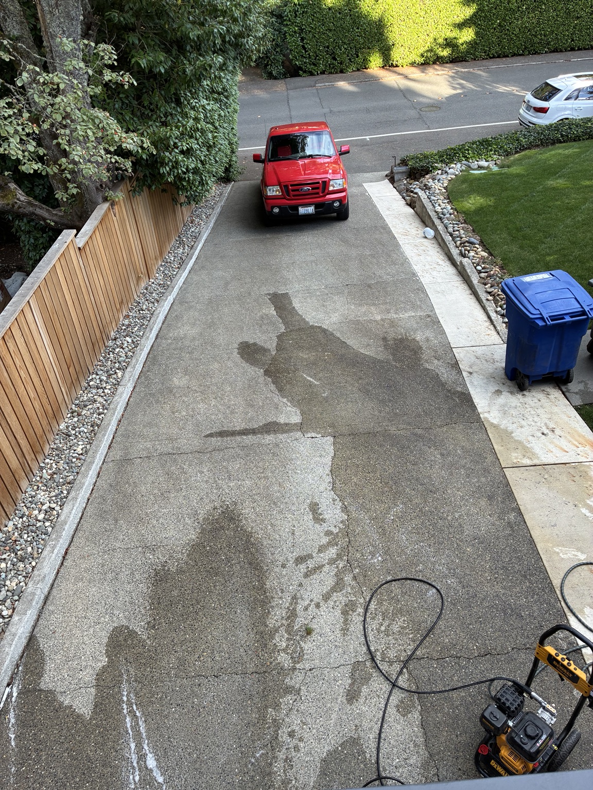 Residential driveway during cleaning
